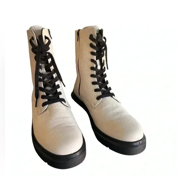 ECCO WOMEN'S NOUVELLE LACE BOOT LimeStone Side Zip Leather EU 41 US 10/10.5 - Picture 15 of 16